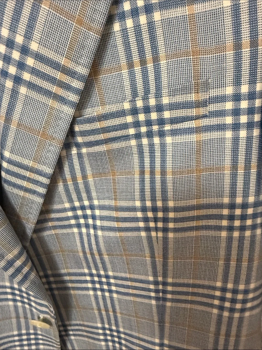 Light Blue Plaid Men's Sport Coat with Tan Windowpane